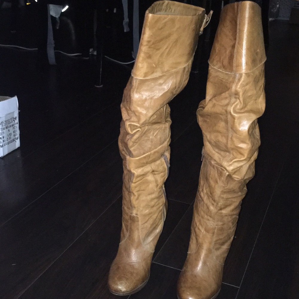 Jessica Simpson Dark Tan Tulip Leather Boots